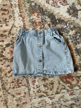 SHEIN Light Blue Elastic Waist Denim Skirt with Button Front